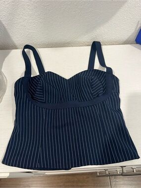 Princess Polly Navy Pinstripe Sweetheart Neck Tank